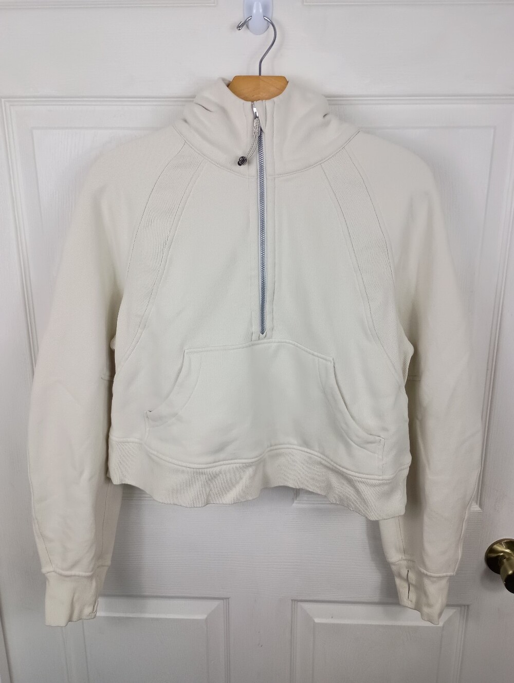 Lululemon Scuba Hoodie Womens XS/S White Opal Oversized Fleece 1/2 Zip Pullover
